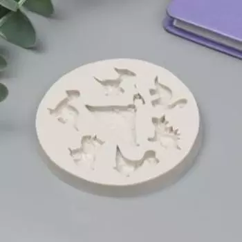 Силиконовый молд, форма для заливки «Динозаврики и вулкан», 7 предметов, 17.37.3 см