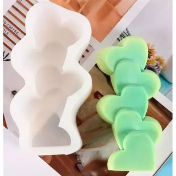 Силиконовый молд, форма для заливки «Столбик из сердечек», 3.44.512.5 см