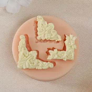 Молд силикон "Уголки с резьбой" 4,3х2,7х0,3 3,3х2х0,3 3,5х2,5х0,3 см