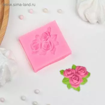 Молд Доляна «Букет роз», силикон, 4.55 см, розовый