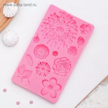 Молд «Цветы», силикон, 2510 см, цвет розовый