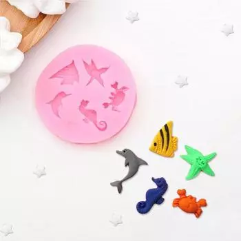 Молд «Морские обитатели», силикон, 5,85,80,8 см, цвет МИКС