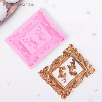 Молд «Рамка, лепнина», силикон, 9,511,5 см, цвет МИКС