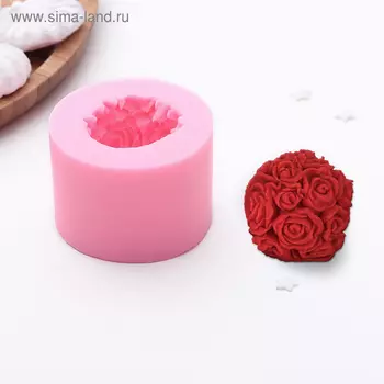 Молд «Розовый букет», силикон, 6,54,5 см, цвет розовый
