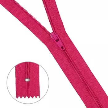 Молния брючная №3, 20 см, цвет фуксия, 10 шт в уп.