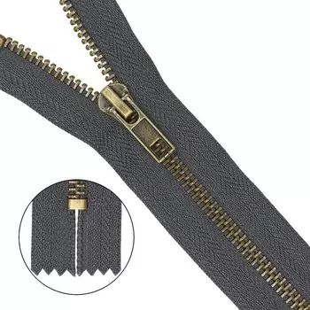 Молния джинсовая, неразъёмная, Т5 , размер 14 см (301 тёмно-серый)