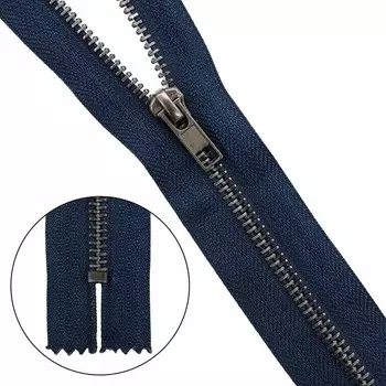 Молния джинсовая, неразъёмная, Т5, размер 18 см (А330 тёмно-синий), 10 шт. в наборе