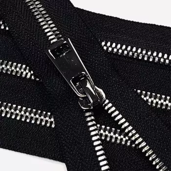 Молния металлическая №5СТ, два замка, длина 75 см, цвет чёрный