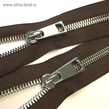 Молния металлическая №5СТ, два замка, длина 75 см, цвет коричневый