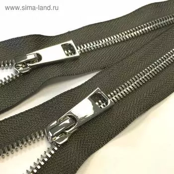 Молния металлическая №5СТ, два замка, длина 80 см, цвет серый