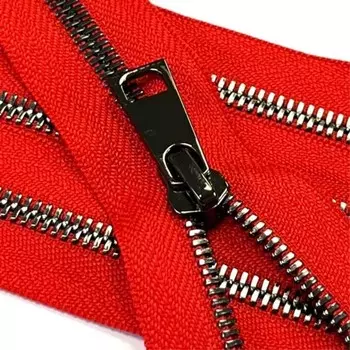 Молния металлическая №5СТ, неразъёмная, длина 18 см, цвет красный