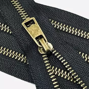Молния металлическая №5ТТ, два замка, длина 75 см, цвет чёрный