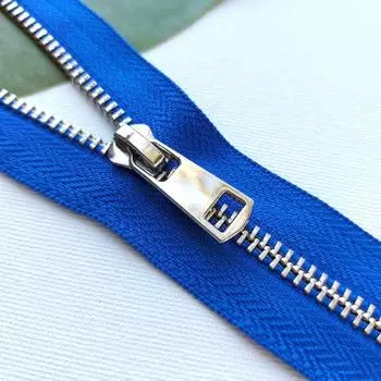 Молния металлическая №5ТТ, неразъёмная, длина 18 см, цвет васильковый