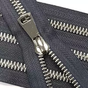 Молния металлическая №8ТТ, два замка, длина 110 см, цвет тёмно-серый