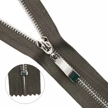 Молния металлическая, неразъёмная, Т5, размер 18 см (078 хаки)