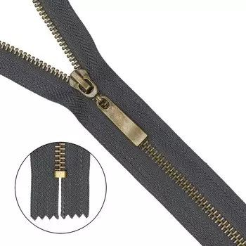 Молния металлическая, неразъёмная, Т5, размер 18 см (301 тёмно-серый)