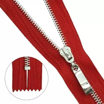 Молния металлическая, неразъёмная, Т5, размер 18 см (519 красный)