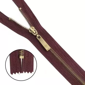 Молния металлическая, неразъёмная, Т5, размер 18 см (864 тёмно-бордо)