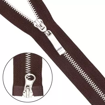 Молния металлическая, разъёмная, 2 замка, Т5, размер 100 см (868 тёмно-коричневый)