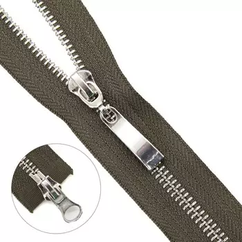 Молния металлическая, разъёмная, 2 замка, Т5, размер 85 см (078 хаки)