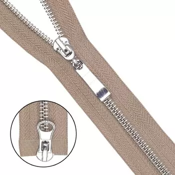 Молния металлическая, разъёмная, 2 замка, Т5, размер 85 см (128 бежево-серый)