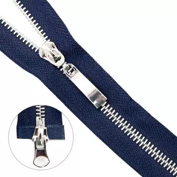 Молния металлическая, разъёмная, 2 замка, Т5, размер 85 см (233 тёмно-синий)