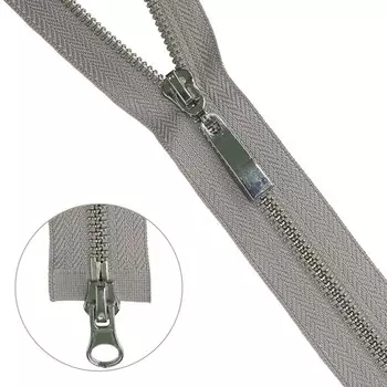 Молния металлическая, разъёмная, 2 замка, Т5, размер 85 см (340 светло-серый)