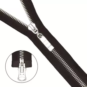 Молния металлическая, разъёмная, 2 замка, Т8, размер 75 см (868 тёмно-коричневый)