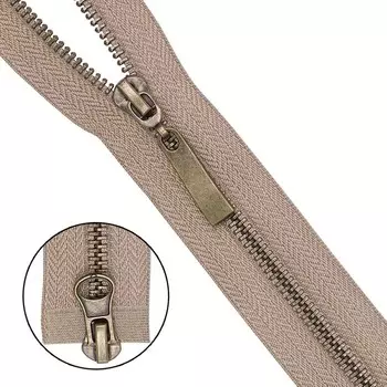 Молния металлическая, разъёмная, Т5, 2 замка, размер 80 см (128 бежево-серый)