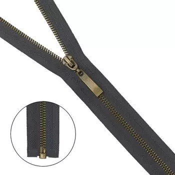 Молния металлическая, разъёмная, Т5, размер 75 см (301 тёмно-серый)