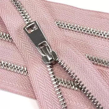 Молния металлическая, с двумя замками №5ТТ, размер 75 см, цвет пыльная роза