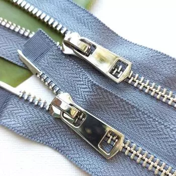 Молния металлическая, с двумя замками №5ТТ, размер 75 см, цвет серый