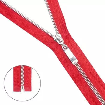 Молния металлическая, Т5, 1 замок, размер 70 см (519 красный)