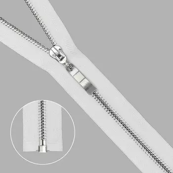 Молния металлическая, Т5, 1 замок, размер 75 см (501 белый)