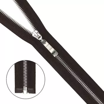 Молния металлическая, Т5, 1 замок, размер 80 см (868 тёмно-коричневый)