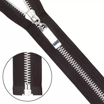 Молния металлическая, Т8, 1 замок, размер 60 см (868 тёмно-коричневый)