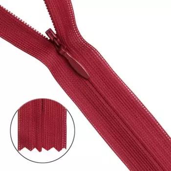 Молния потайная №3 алый. 50 см ГР, 10 шт в уп.