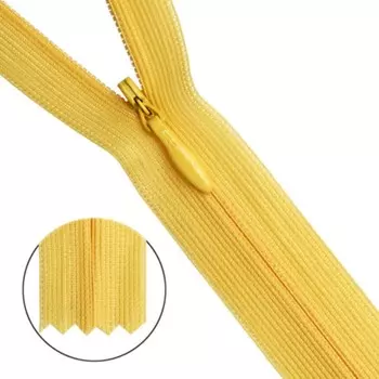 Молния потайная №3 бл.желт. 50 см ГР, 10 шт в уп.