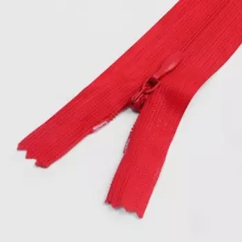 Молния потайная, №3, неразъёмная, замок автомат, 20 см, цвет красный