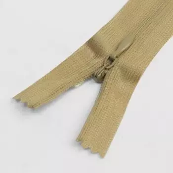 Молния потайная, №3, неразъёмная, замок автомат, 20 см, цвет светло-бежевый