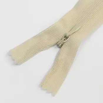 Молния потайная, №3, неразъёмная, замок автомат, 25 см, цвет слоновая кость