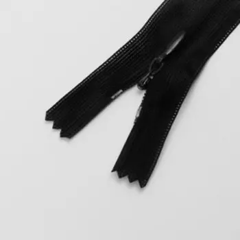 Молния потайная, №3, неразъёмная, замок автомат, 30 см, цвет чёрный, цена за 1 штуку