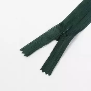 Молния потайная, №3, неразъёмная, замок автомат, 50 см, цвет тёмно-зелёный