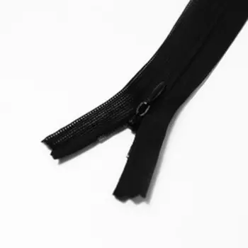 Молния потайная, №3, неразъёмная, замок автомат, 60 см, цвет чёрный, цена за 1 штуку