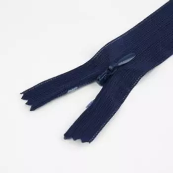 Молния потайная, №3, неразъёмная, замок автомат, 60 см, цвет тёмно-синий, цена за 1 штуку