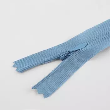 Молния потайная, №3, неразъёмная, замок автомат, 60 см, цвет голубой