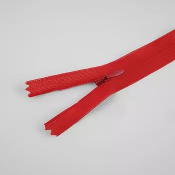 Молния потайная, №3, неразъёмная, замок автомат, 50 см, цвет красный