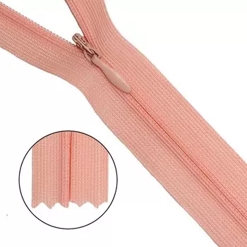 Молния потайная, неразъёмная, Т3, размер 50 см (090 персик), 10 шт. в наборе