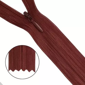 Молния потайная, неразъёмная, Т3, размер 50 см (097 шоколад), 10 шт. в наборе