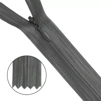 Молния потайная, неразъёмная, Т3, размер 50 см (275(F317) серый), 10 шт. в наборе